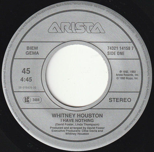 Whitney Houston : I Have Nothing (7")