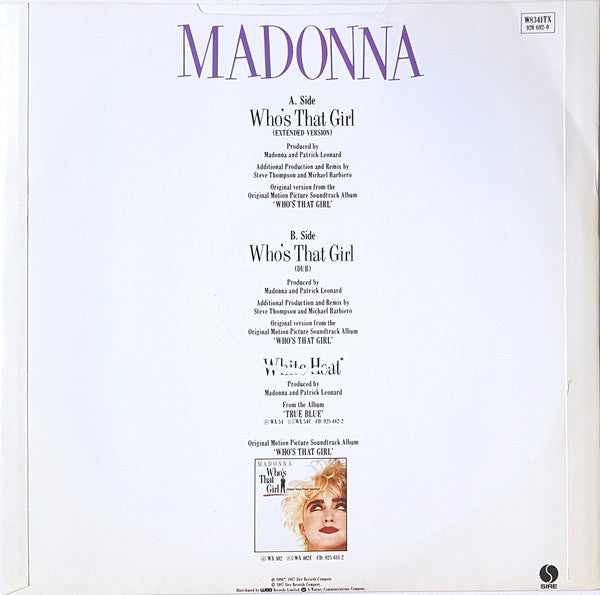Madonna : Who's That Girl (12", Single)