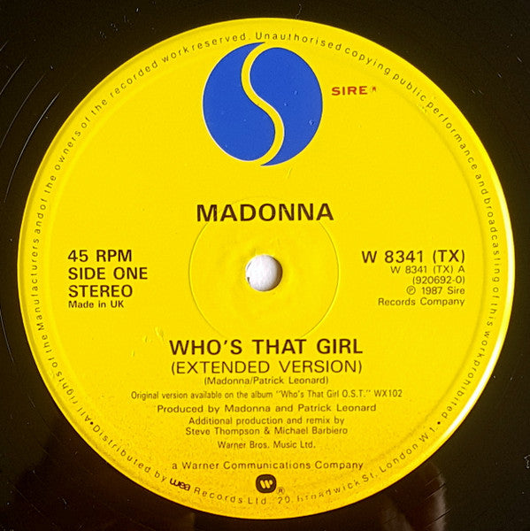 Madonna : Who's That Girl (12", Single)