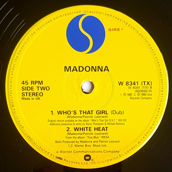 Madonna : Who's That Girl (12", Single)