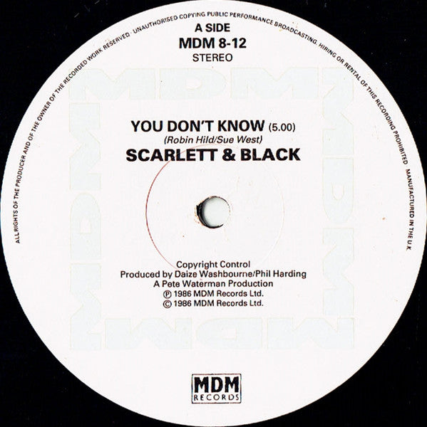Scarlett & Black : You Don't Know (12")