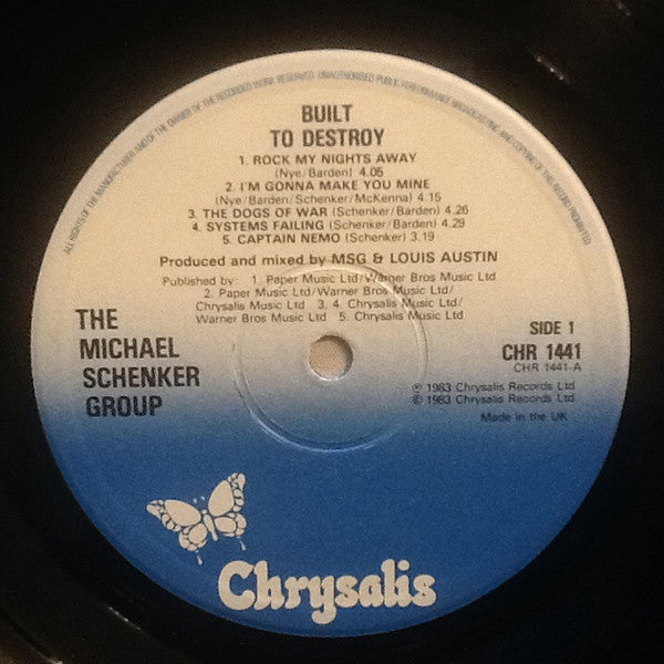 The Michael Schenker Group : Built To Destroy (LP, Album, PRS)