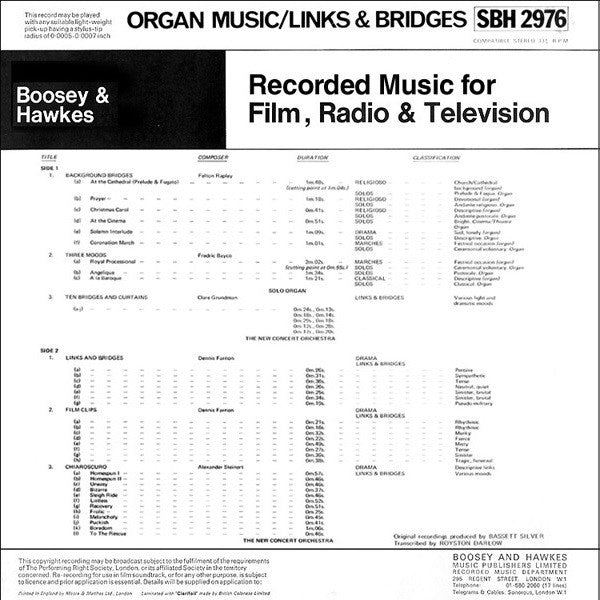 The New Concert Orchestra : Organ Music / Links & Bridges (LP)