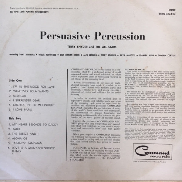 Terry Snyder And The All Stars : Persuasive Percussion (LP, Album)