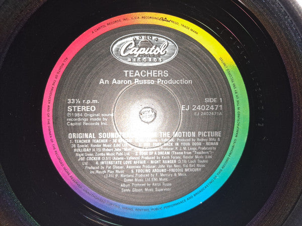 Various : Teachers Original Soundtrack From The Motion Picture An Aaron Russo Production (LP, Comp)