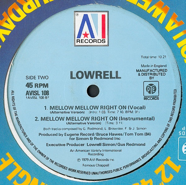 Lowrell* : Mellow Mellow Right On (12", Single)