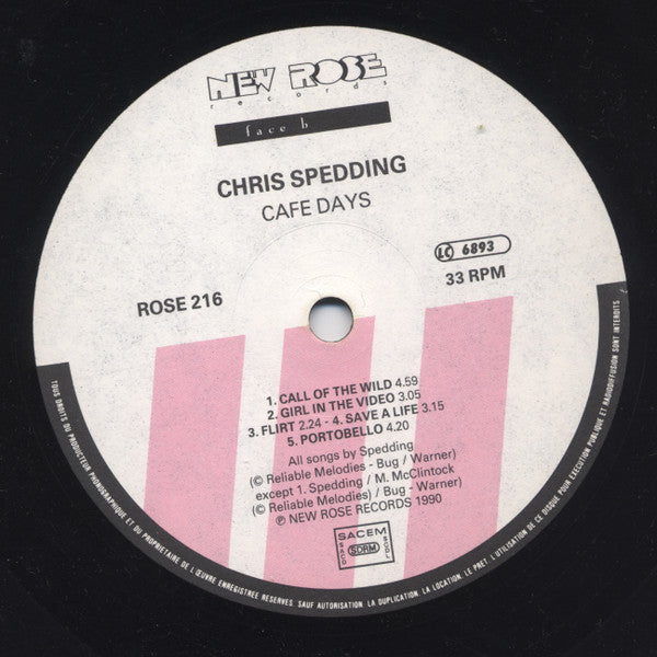 Chris Spedding : Cafe Days (LP, Album)