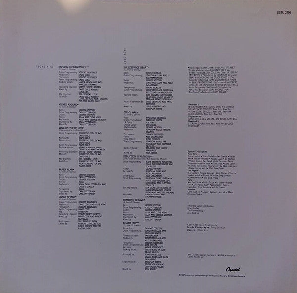 Grace Jones : Bulletproof Heart (LP, Album)