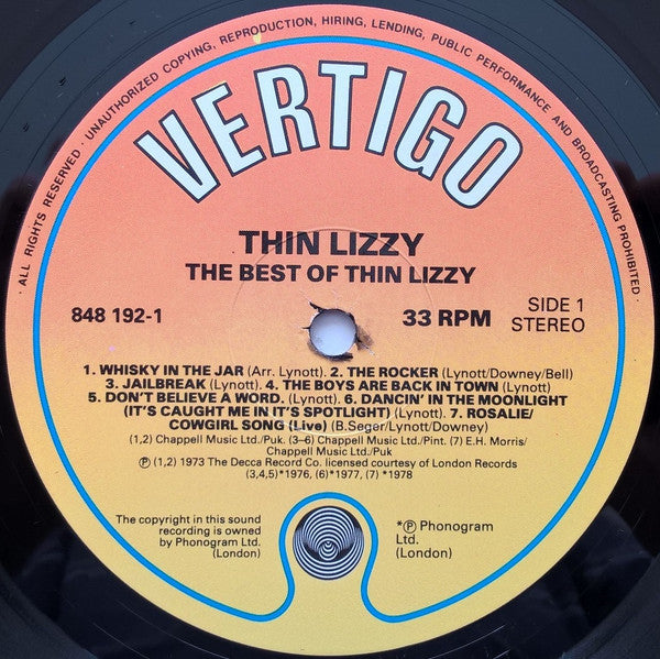 Thin Lizzy : Dedication: The Very Best Of Thin Lizzy (LP, Comp)