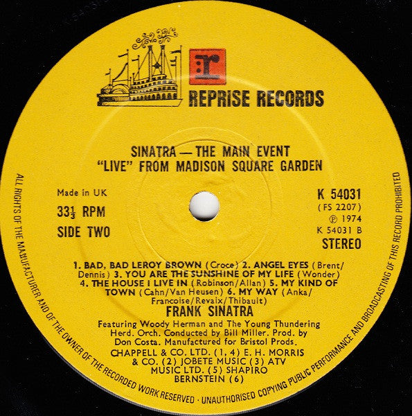 Frank Sinatra : The Main Event (Live) (LP, Album)