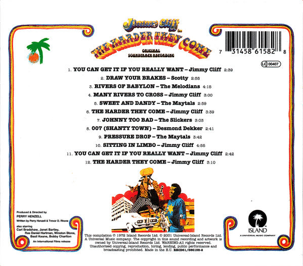 Various : The Harder They Come (Original Soundtrack Recording) (CD, Comp, RE, RM, RP, O-C)
