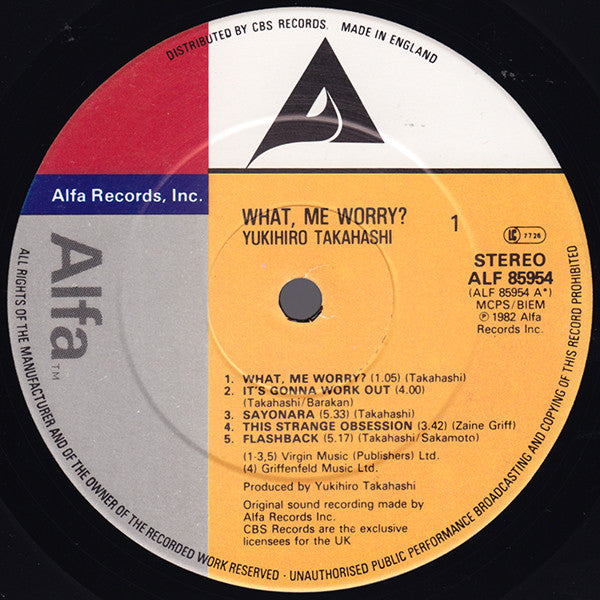 Yukihiro Takahashi : What, Me Worry? (LP, Album)