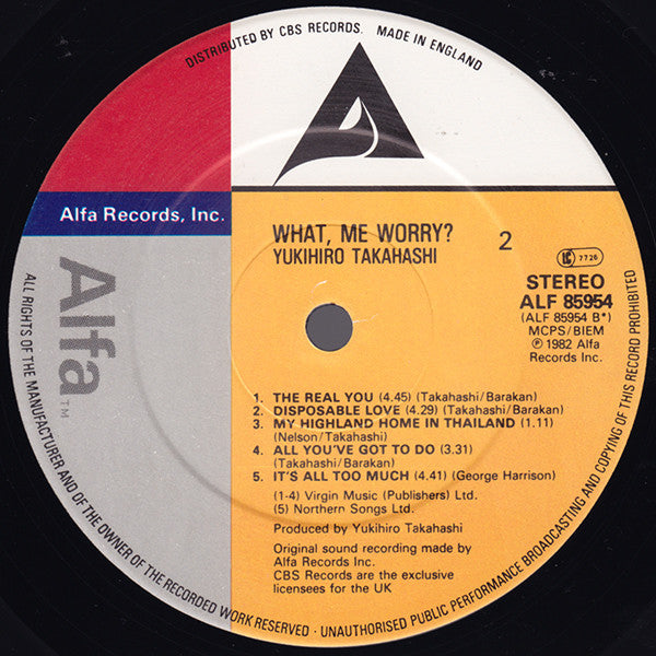 Yukihiro Takahashi : What, Me Worry? (LP, Album)
