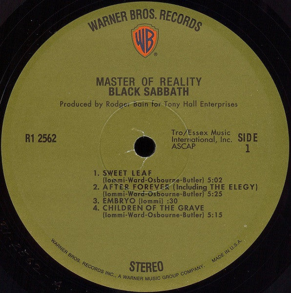 Black Sabbath : Master Of Reality (LP, Album, RE, 180)