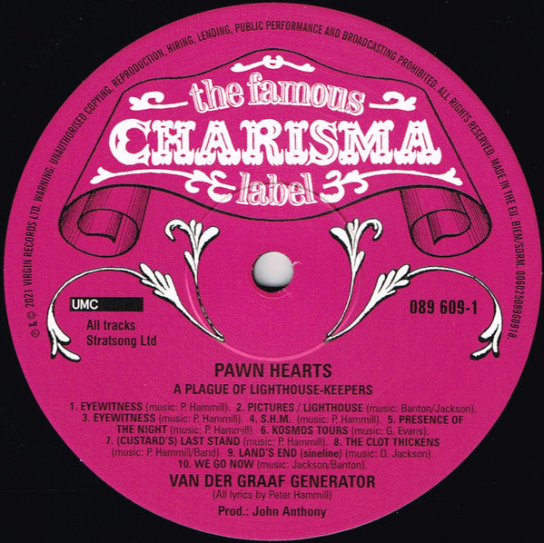 Van Der Graaf Generator : Pawn Hearts (LP, Album, RE, RM, Pin)