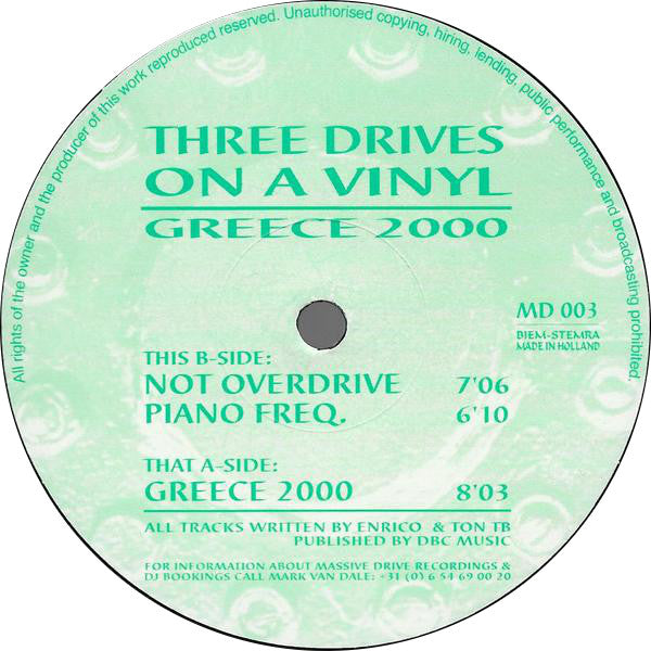 Three Drives On A Vinyl* : Greece 2000 (12")
