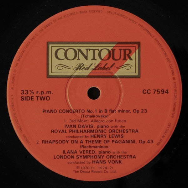Tchaikovsky* / Rachmaninoff* - Royal Philharmonic Orchestra, Henry Lewis / London Symphony Orchestra, Hans Vonk : Piano Concerto No 1 / Rhapsody On A Theme Of Paganini (LP)