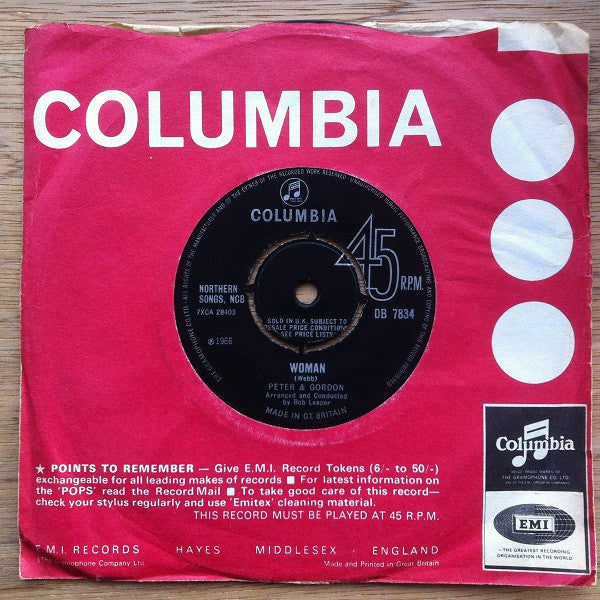 Peter & Gordon : Woman (7", Single)