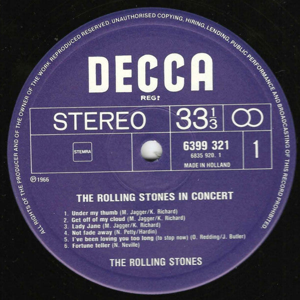 The Rolling Stones : In Concert (2xLP, Comp)