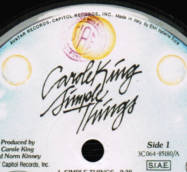 Carole King : Simple Things (LP, Album, Gat)