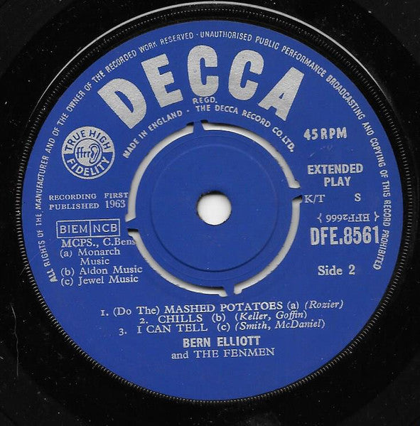 Bern Elliott & The Fenmen : Bern Elliott & The Fenmen (7", EP, Mono, K/T)