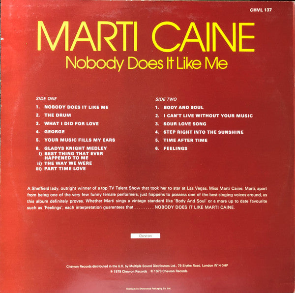 Marti Caine : Nobody Does It Like Me (LP, Album)