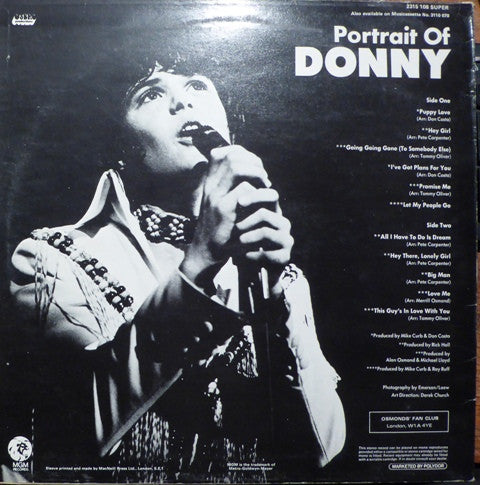 Donny Osmond : Portrait Of Donny (LP, Album)