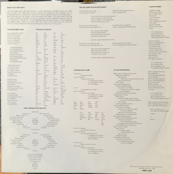 Richard & Linda Thompson : Shoot Out The Lights (LP, Album, M/Print)