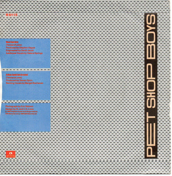 Pet Shop Boys : West End Girls (7", Single, Sil)