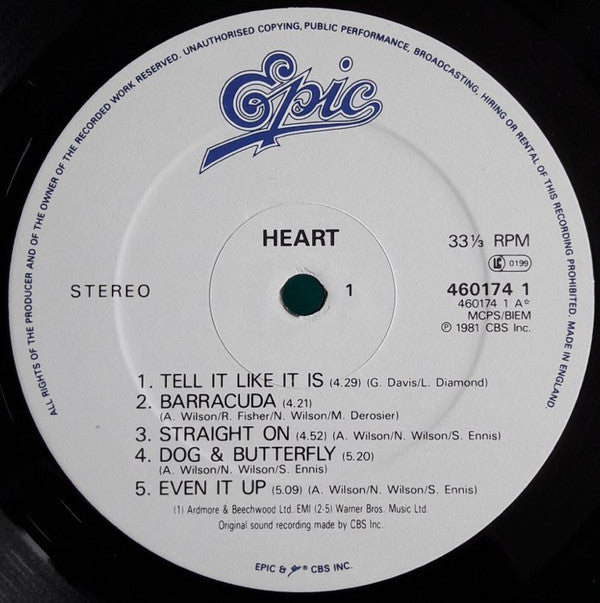 Heart : Heart (LP, Album, RE)