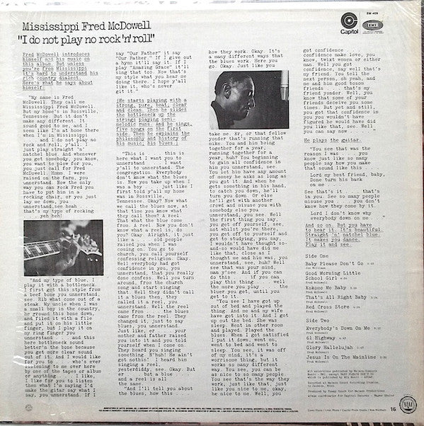 Fred McDowell : I Do Not Play No Rock 'N' Roll (LP, Album, Mono, RE, Jac)