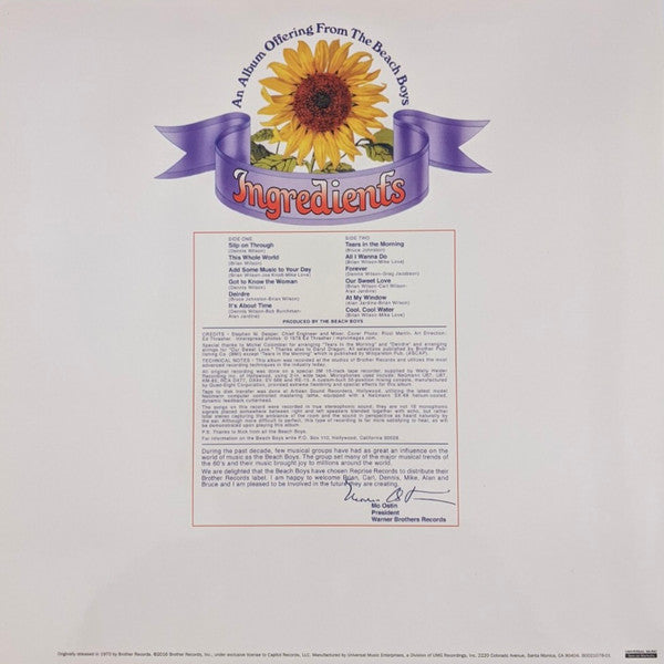 The Beach Boys : Sunflower (LP, Album, RE, RM, RP, 180)