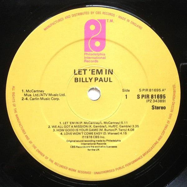 Billy Paul : Let 'Em In (LP, Album)