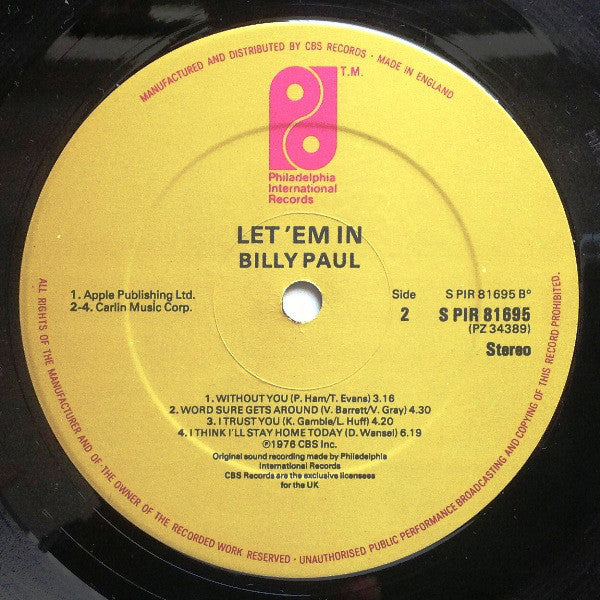 Billy Paul : Let 'Em In (LP, Album)