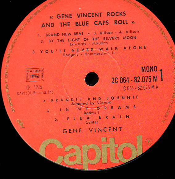 Gene Vincent : Gene Vincent Rocks! And The Blue Caps Roll (LP, Album, Mono, RE)