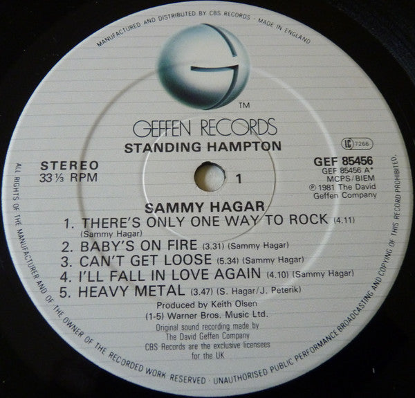 Sammy Hagar : Standing Hampton (LP, Album)