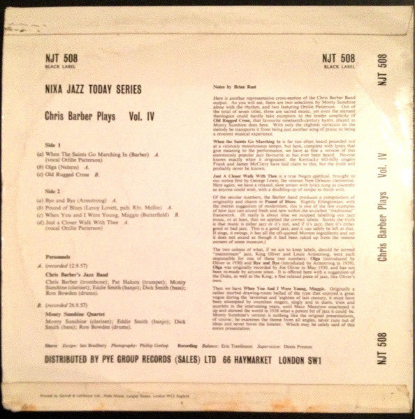 Chris Barber : Chris Barber Plays Volume IV (10", Comp)
