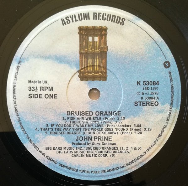 John Prine : Bruised Orange (LP, Album)