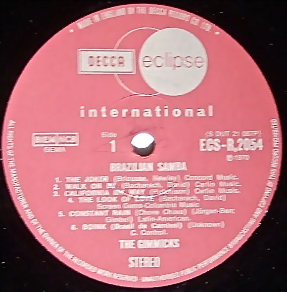 The Gimmicks : Brazilian Samba (LP, Album)