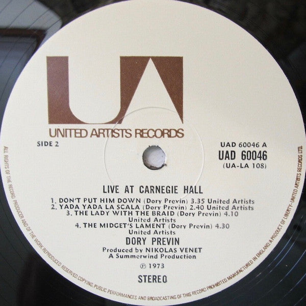 Dory Previn : Carnegie Hall – In Concert April 18, 1973 8 PM (2xLP, Album, Gat)