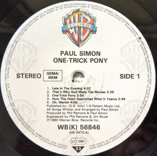 Paul Simon : One-Trick Pony (LP, Album, RE)