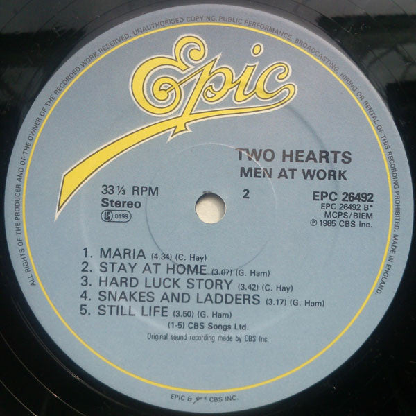 Men At Work : Two Hearts (LP, Album, Gat)
