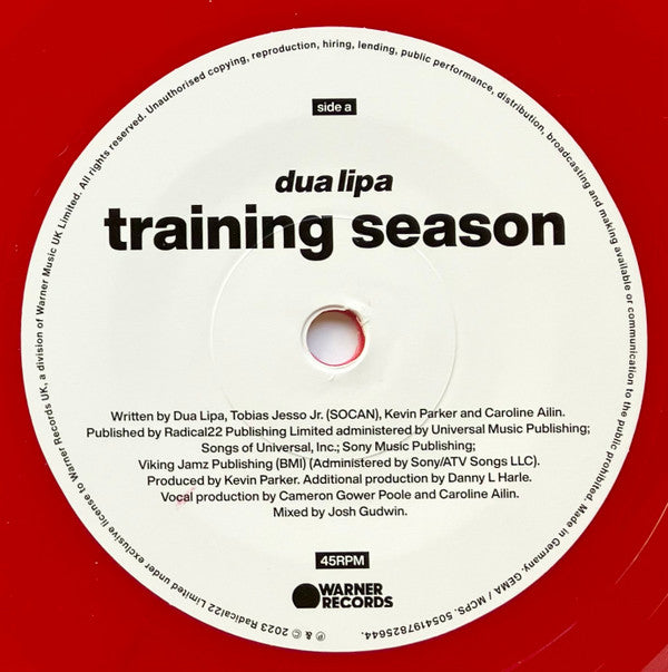 Dua Lipa : Training Season (7", Single, Ltd, Red)
