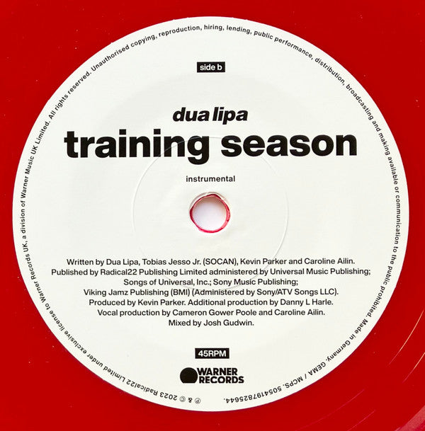 Dua Lipa : Training Season (7", Single, Ltd, Red)