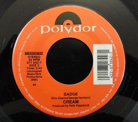 Cream (2) : Crossroads / Badge (7", Single, RE)