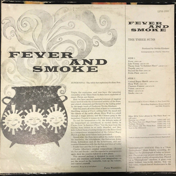 The Three Suns : Fever And Smoke (LP, Album, Mono)