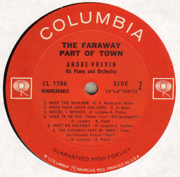 André Previn His Piano And Orchestra* : The Faraway Part Of Town (LP, Album, Mono)