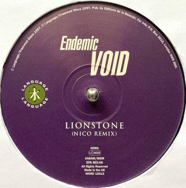 Endemic Void : Lionstone / Hydrosphere (Remixes) (12")