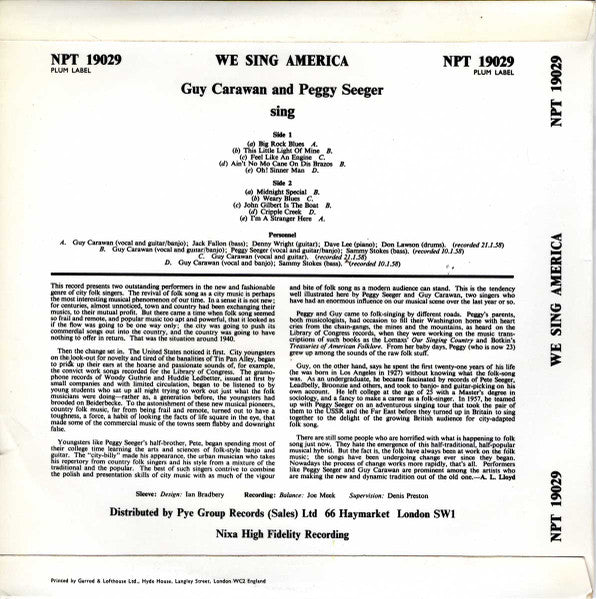 Guy Carawan And Peggy Seeger : We Sing America (10", Mono, Plu)