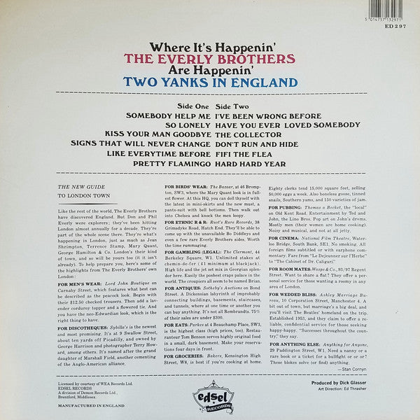 The Everly Brothers* : Two Yanks In England (LP, Album, RE)